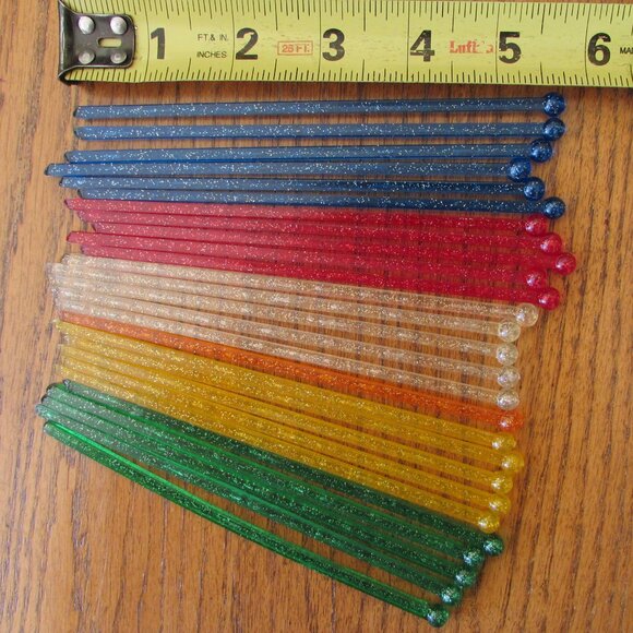 *4/$10* Vintage 1960s Glitter Plastic Stir Sticks - Picture 4 of 5